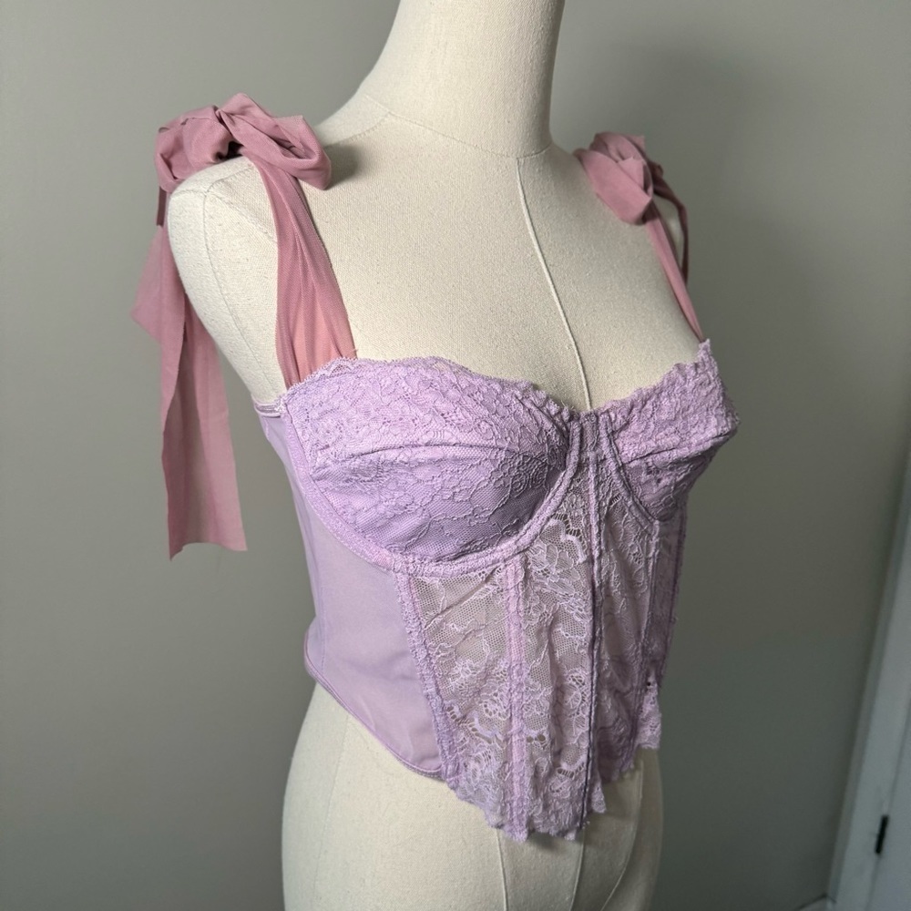 NEW Lilac and pink tulle  tie shoulder bustier pastel Fairycore L - Picture 5 of 7